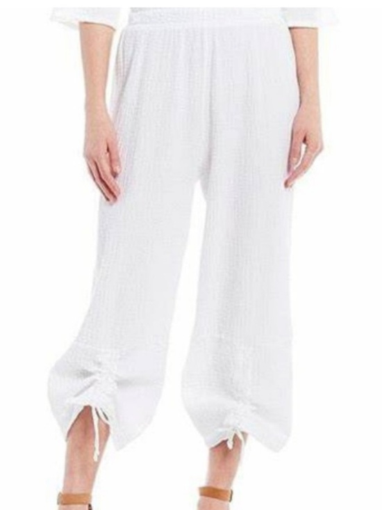 bryn Walker Pants - Bryn Walker Cotton Gauze WHITE Wide Cropped Pants